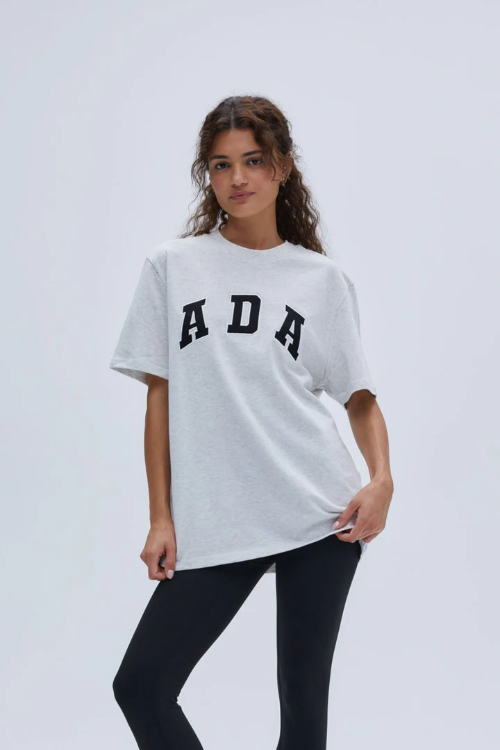 ADA Short Sleeve Oversized T-shirt - Light Grey Melange