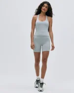 Brushed Crop Shorts - Light Grey Melange