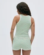 Rib Knit Stripe Tank - Jade Green