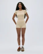 Rib Knit Stripe Shorts - Butter Yellow