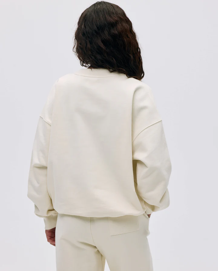 Varsity Oversized Sweatshirt - Marshmallow White/Midnight Blue