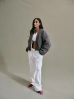 Reversible Bomber Jacket - Marshmallow White/Coffee Bean