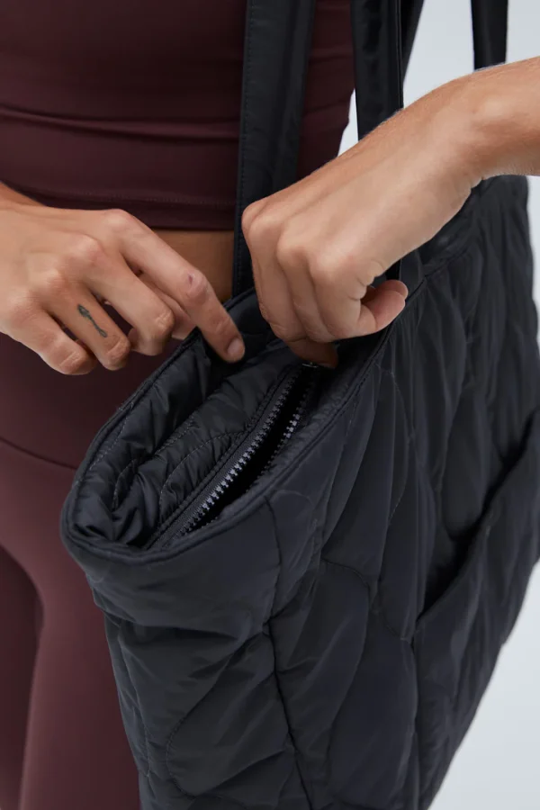 Quilted Nylon Tote Bag - Slate Grey