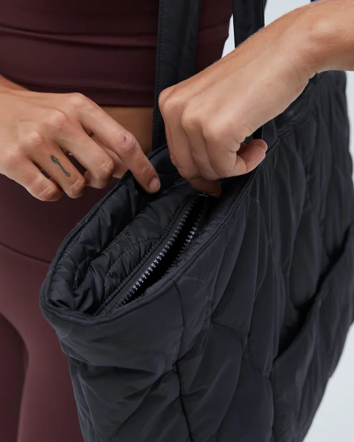 Quilted Nylon Tote Bag - Slate Grey