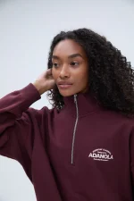 Elevate your streetwear game with the Classics Oversized Funnel Neck Zip Sweatshirt in rich burgundy for a bold, cozy look.
